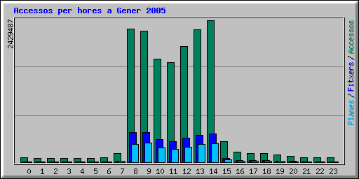 Accessos per hores a Gener 2005